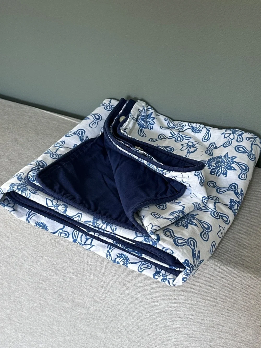 Batik Indigo & White Hand-Blocked Design Twin Duvet Covers: Set of 2